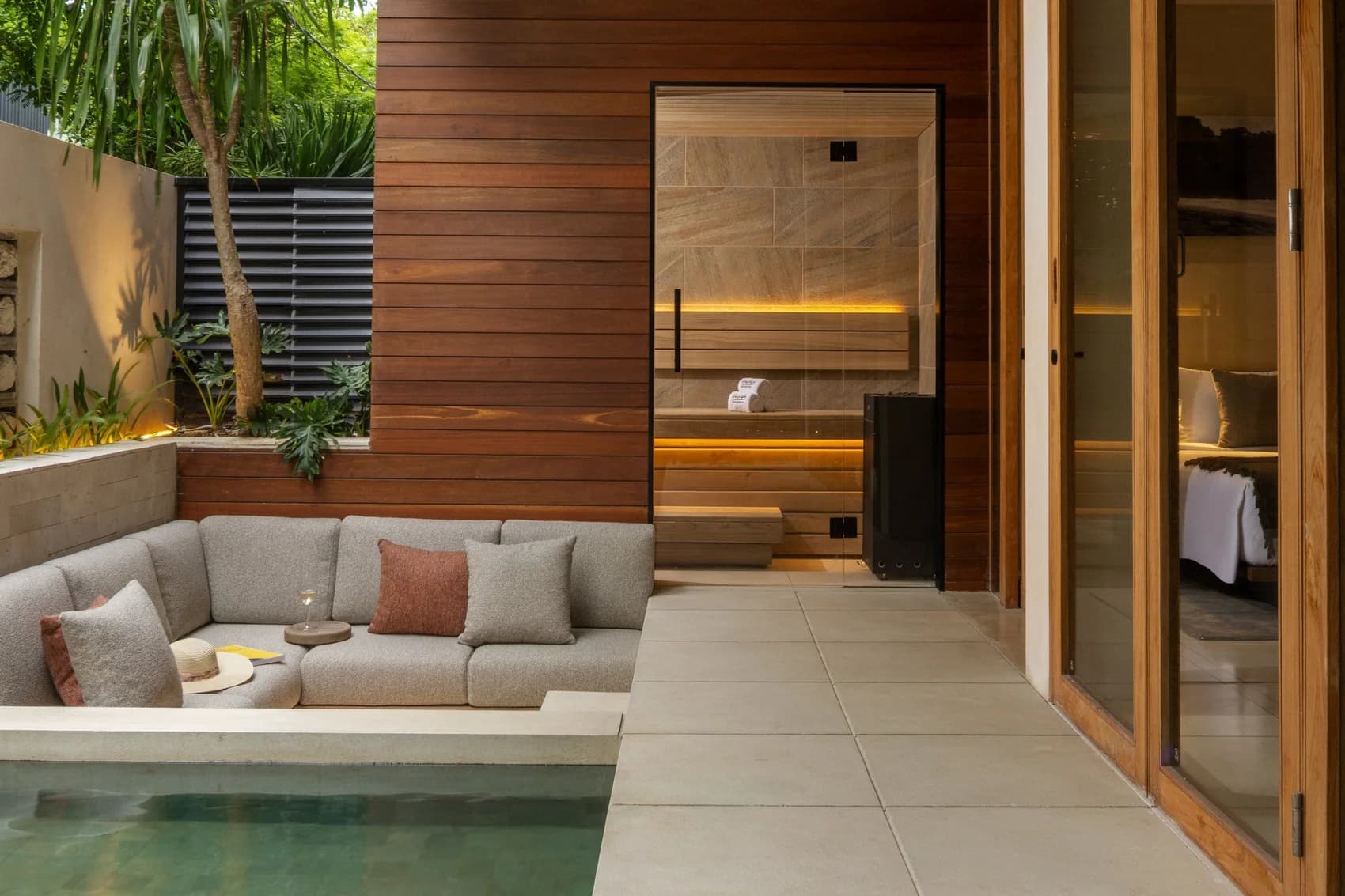 Private pool terrace and sauna at the completed Lifestyle Residence Uluwatu