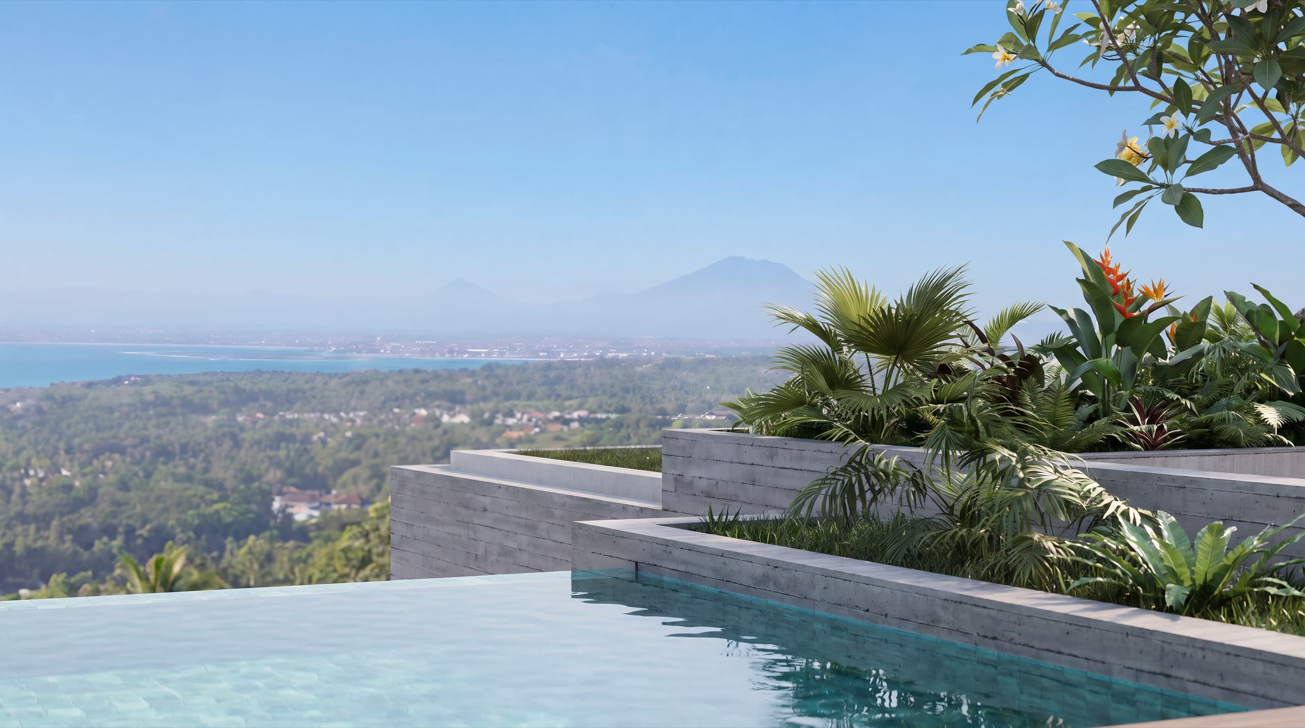 Two-bedroom private pool overlooking the coast and volcano