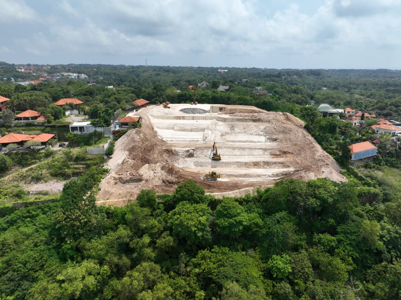 Body Factory Uluwatu construction site, aerial photograph of terracing earthworks