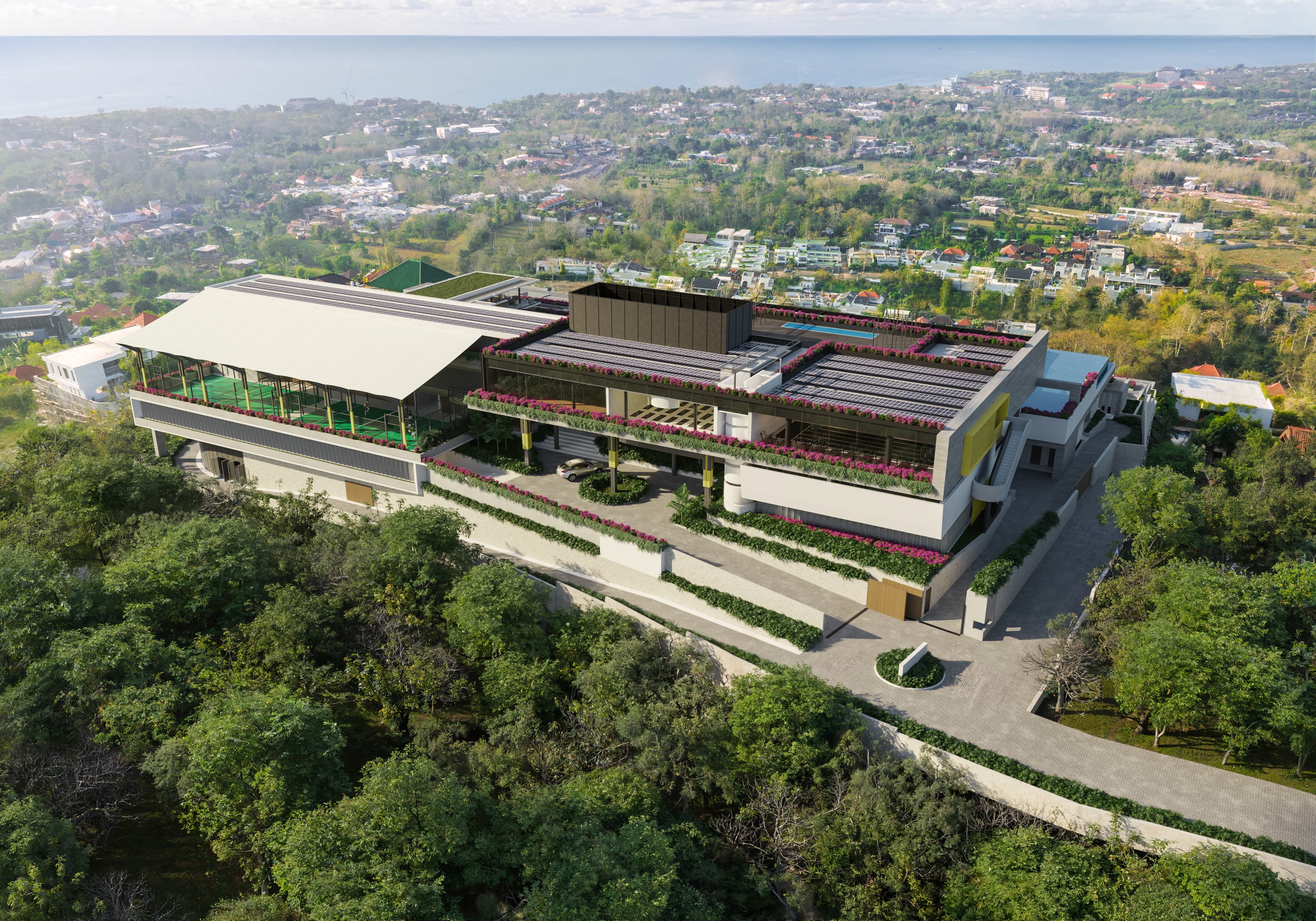 Body Factory Uluwatu aerial view showing hilltop position